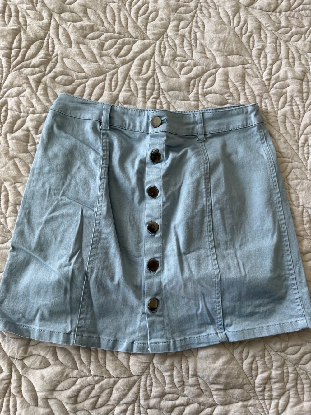 Forever 21 Light Blue Button-Front Mini Skirt